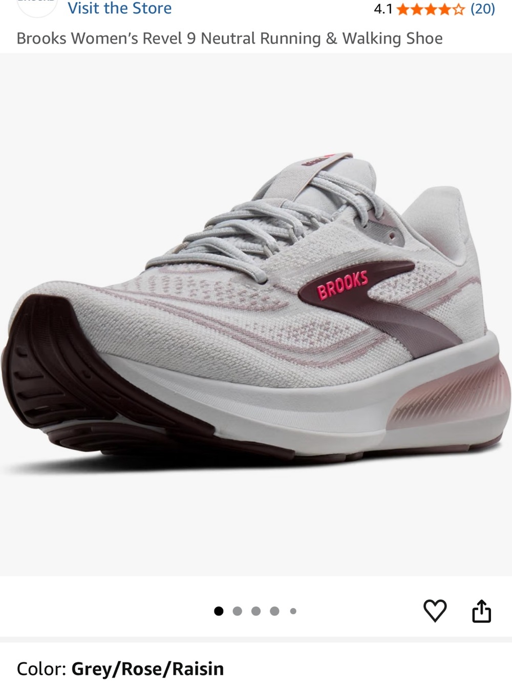 Brooks Women's White and Mauve-Pink- red- burgundy- Running Shoe - Picture 12 of 13